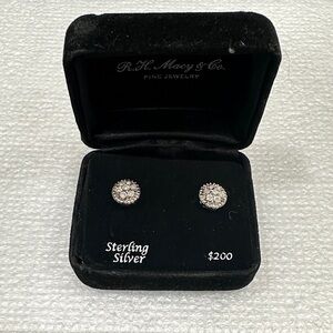 RH Macy & Co Diamond and Sterling Silver Stud Earrings